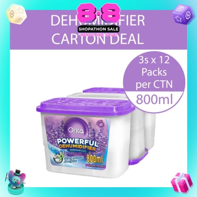ORITA - Powerful Dehumidifier Lavender Scented (Refreshing) 800ml x 3 x 12s (Per Carton)