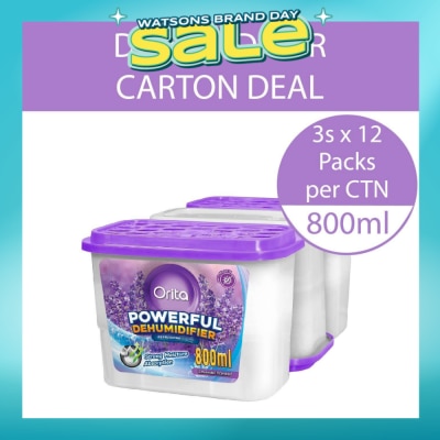ORITA - Powerful Dehumidifier Lavender Scented (Refreshing) 800ml x 3 x 12s (Per Carton)