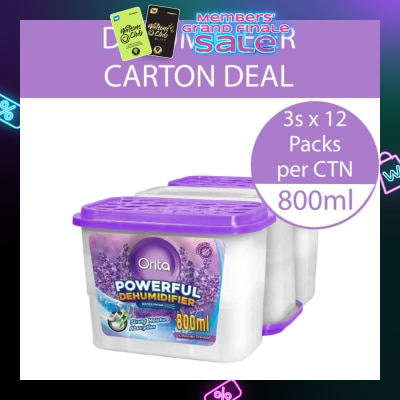 ORITA Powerful Dehumidifier Lavender Scented (Refreshing) 800ml x 3 x 12s (Per Carton)