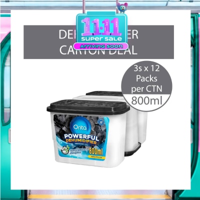 ORITA Powerful Dehumidifier Active Charcoal Deodorising 800ml x 3 x 12s (Per Carton) image