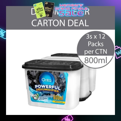 ORITA Powerful Dehumidifier Active Charcoal Deodorising 800ml x 3 x 12s (Per Carton)