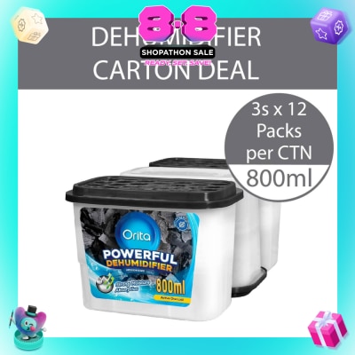 ORITA - Powerful Dehumidifier Active Charcoal Deodorising 800ml x 3 x 12s (Per Carton)