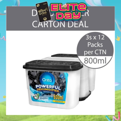 ORITA - Powerful Dehumidifier Active Charcoal Deodorising 800ml x 3 x 12s (Per Carton)