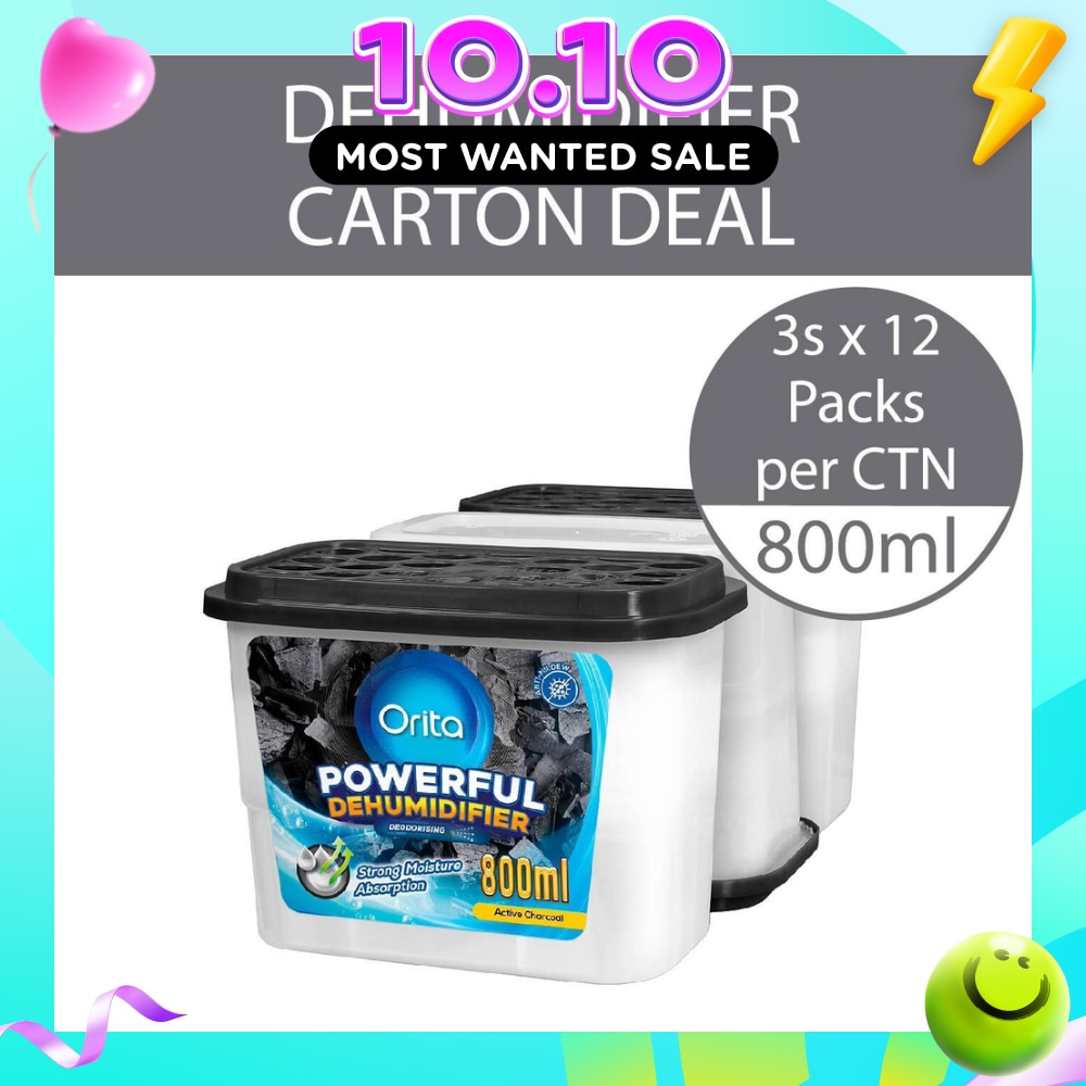 ORITA Powerful Dehumidifier Active Charcoal Deodorising 800ml x 3