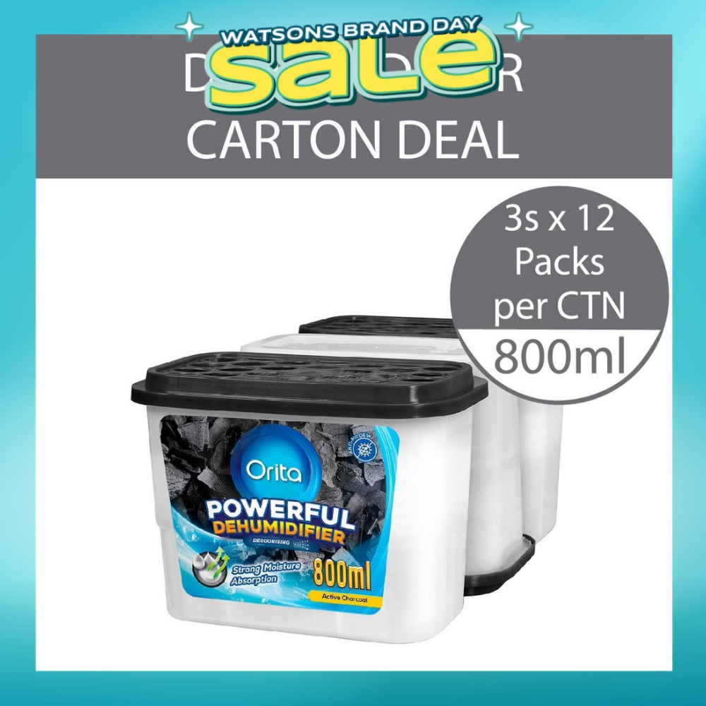 Powerful Dehumidifier Active Charcoal Deodorising 800ml x 3 x 12s (Per Carton)