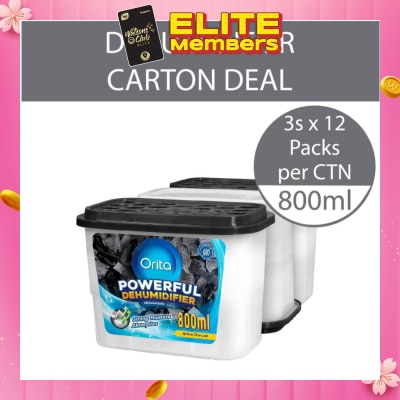 ORITA Powerful Dehumidifier Active Charcoal Deodorising 800ml x 3 x 12s (Per Carton)