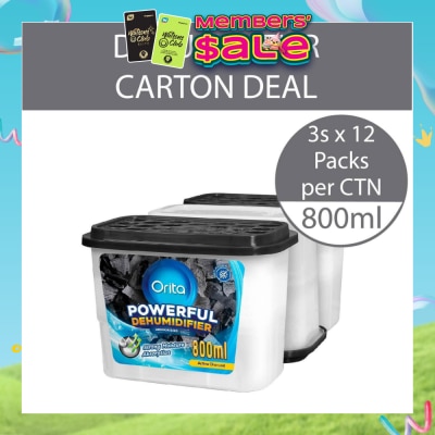 ORITA - Powerful Dehumidifier Active Charcoal Deodorising 800ml x 3 x 12s (Per Carton)