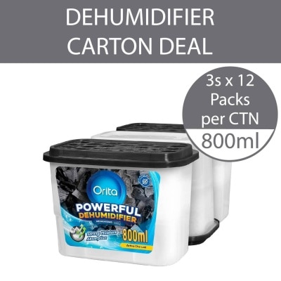 ORITA Powerful Dehumidifier Active Charcoal Deodorising 800ml x 3 x 12s (Per Carton)