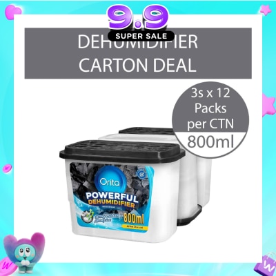 ORITA - Powerful Dehumidifier Active Charcoal Deodorising 800ml x 3 x 12s (Per Carton) image