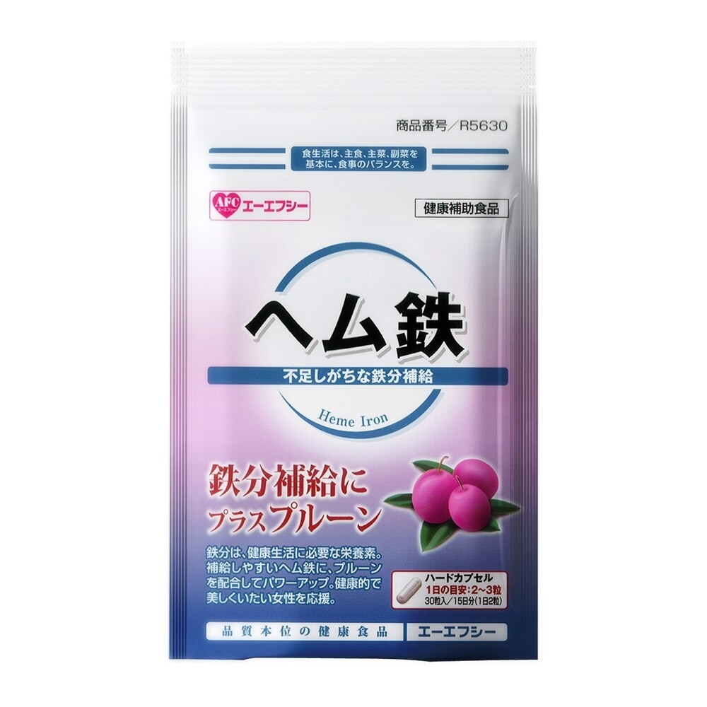 JAPAN Heme Iron Dietary Supplement capsules (Prune Extract + Vitamin C, B6, B12 + Gentle on Stomach) 30s