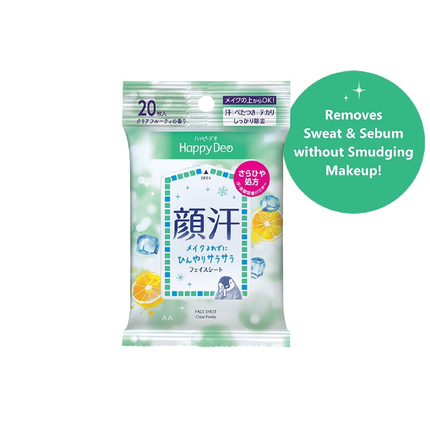 Face Sheet Clear Fruity (Remove Sweat + Sebum without Smudging Makeup) 20s