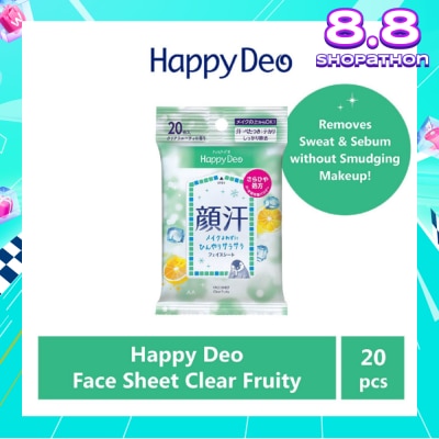 HAPPY DEO Face Sheet Clear Fruity (Remove Sweat + Sebum without Smudging Makeup) 20s
