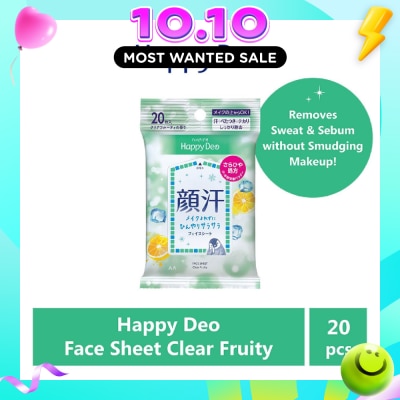 HAPPY DEO Face Sheet Clear Fruity (Remove Sweat + Sebum without Smudging Makeup) 20s image