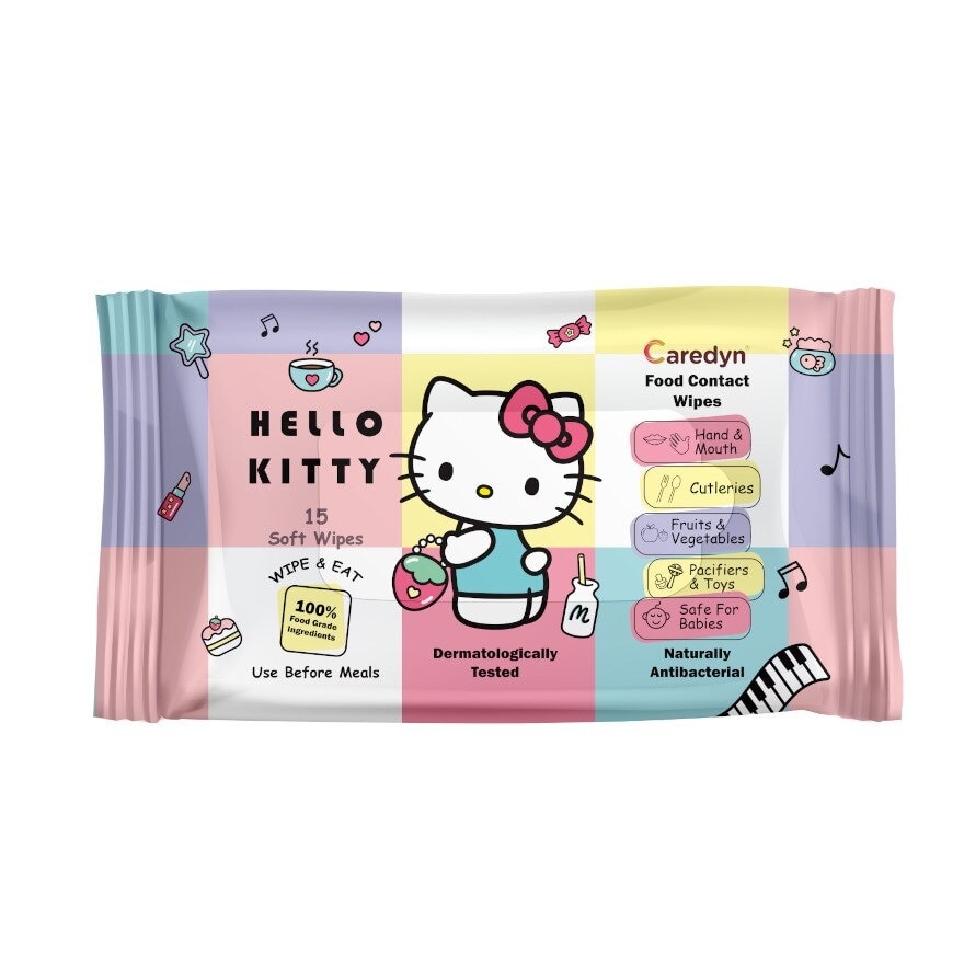 Ft Hello Kitty Food Contact Wipes 15s x 4 Pack