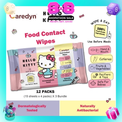 CAREDYN - Ft Hello Kitty Food Contact Wipes 15s x 4 Pack