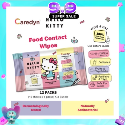 CAREDYN - Ft Hello Kitty Food Contact Wipes 15s x 4 Pack image