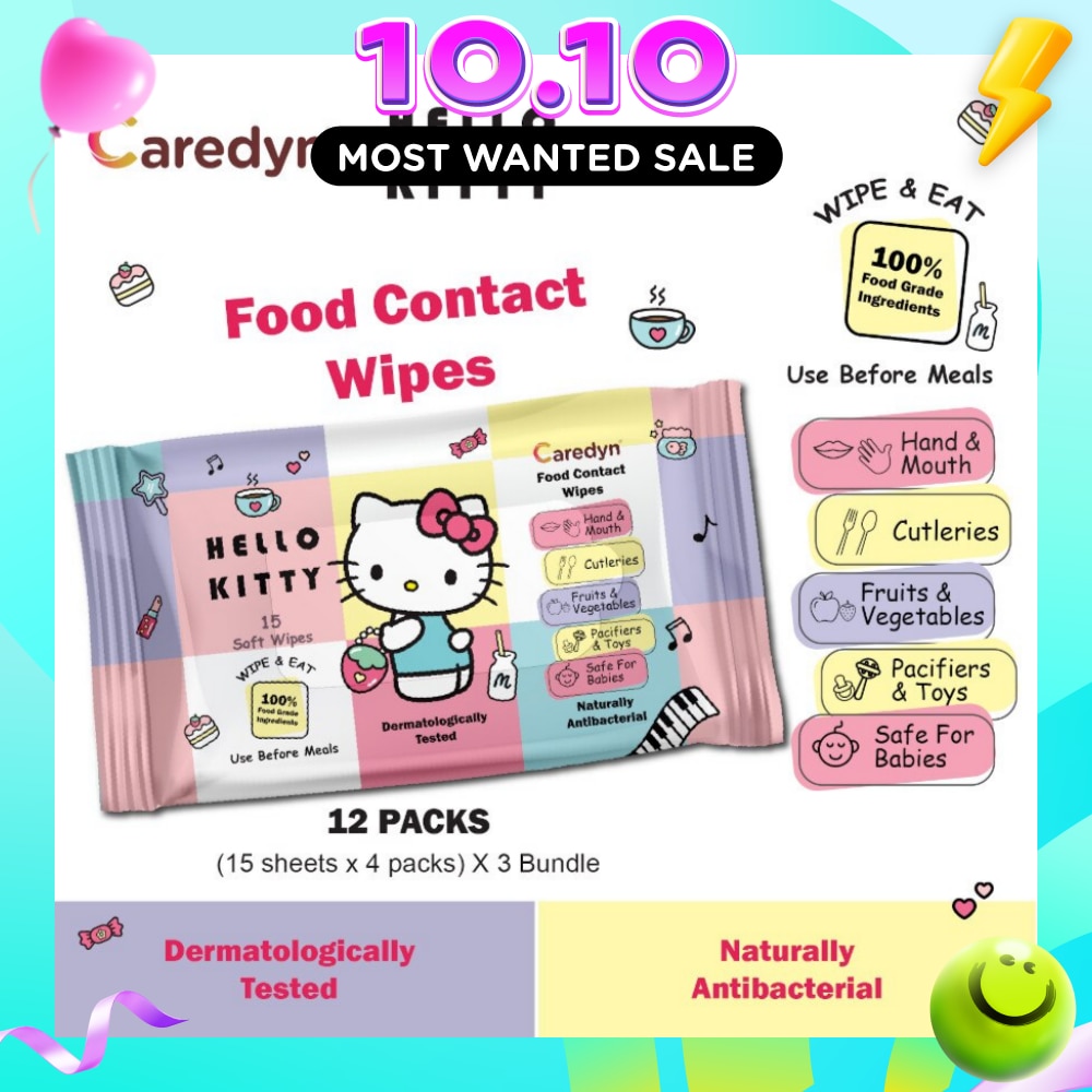 Ft Hello Kitty Food Contact Wipes 15s x 4 Pack image