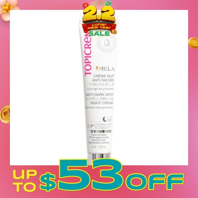 TOPICREM Mela Anti-Dark Spot Gentle Peeling Night Cream (Moisturizes, Smoothes & Suitable For Sensitive Skin) 40ml (Expiry: Oct`2026)