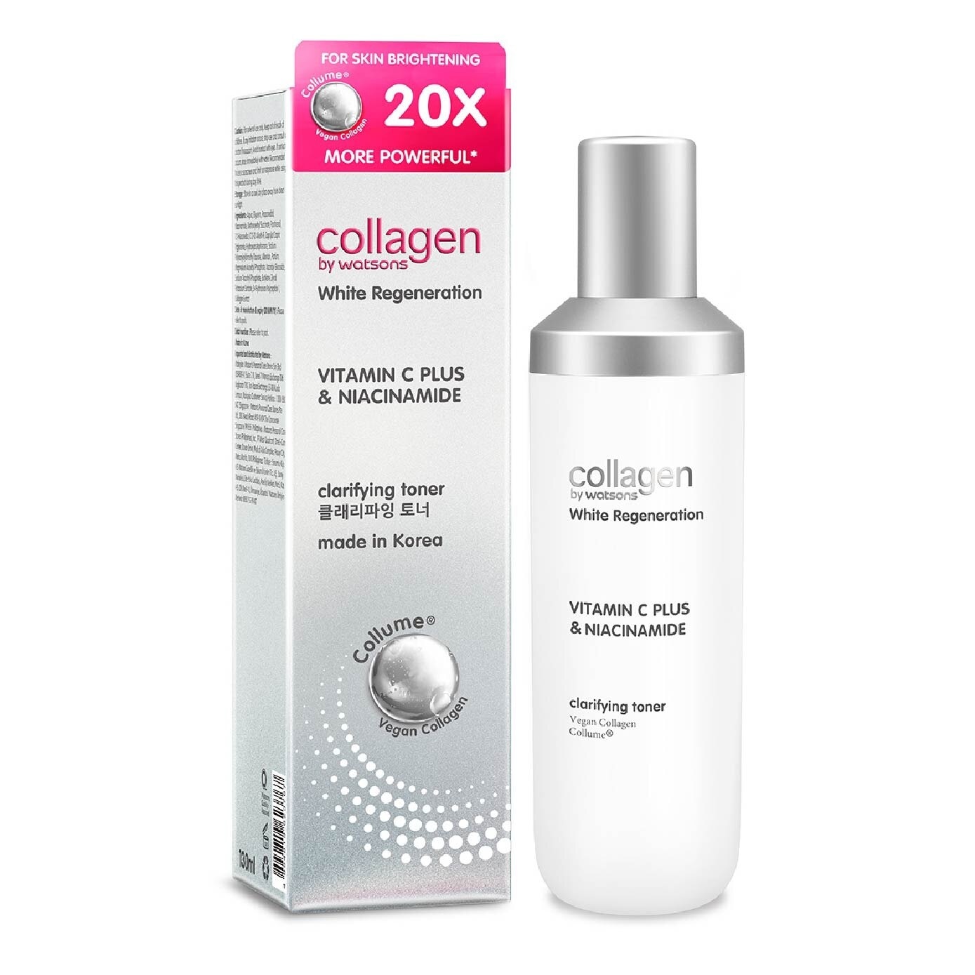 White Regeneration Vitamin C Plus & Niacinamide Clarifying Toner (Vegan Collagen, Made in Korea) 130ml