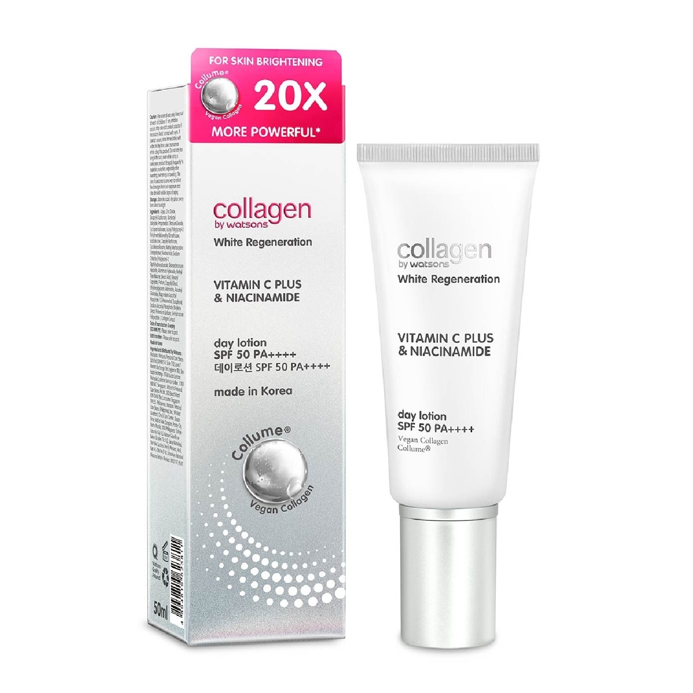 White Regeneration Vitamin C Plus & Niacinamide Day Lotion SPF 50 PA++++ (Vegan Collagen, Made in Korea) 50ml