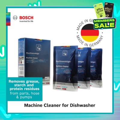 BOSCH Dishwasher Machine Cleaner Sachet (Effectively Removes Grease + Starch + Protein Residues In Entire Interior Of The Dishwasher) 45g X 4s