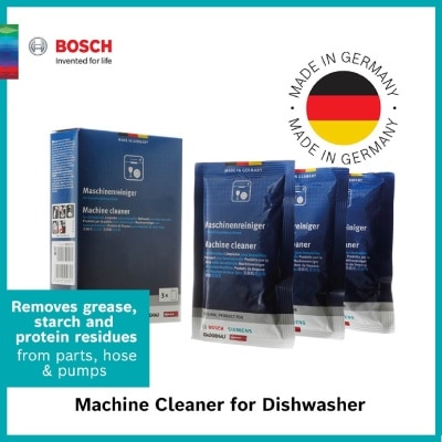 BOSCH Dishwasher Machine Cleaner Sachet (Effectively Removes Grease + Starch + Protein Residues In Entire Interior Of The Dishwasher) 45g X 3s