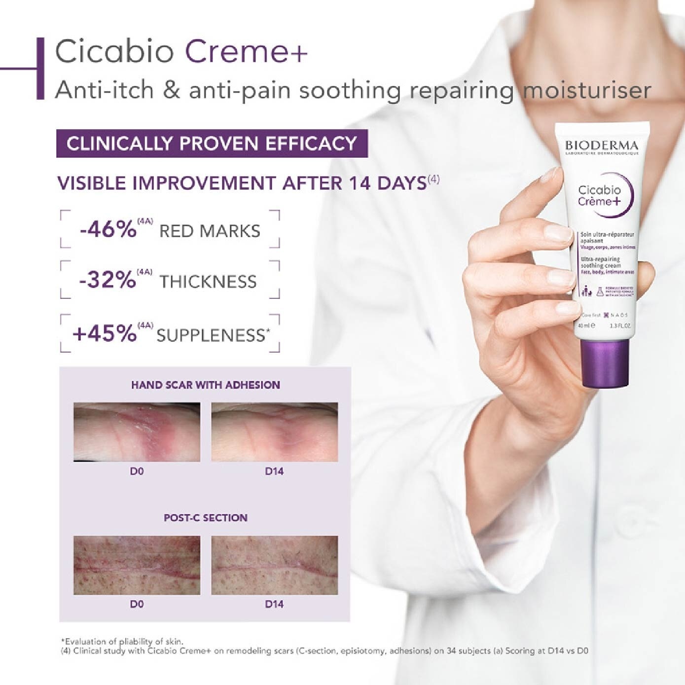 Cicabio Crème+ Anti-itch & Anti-pain Soothing and Skin Repairing Moisturiser (Damaged Skin) 40ml