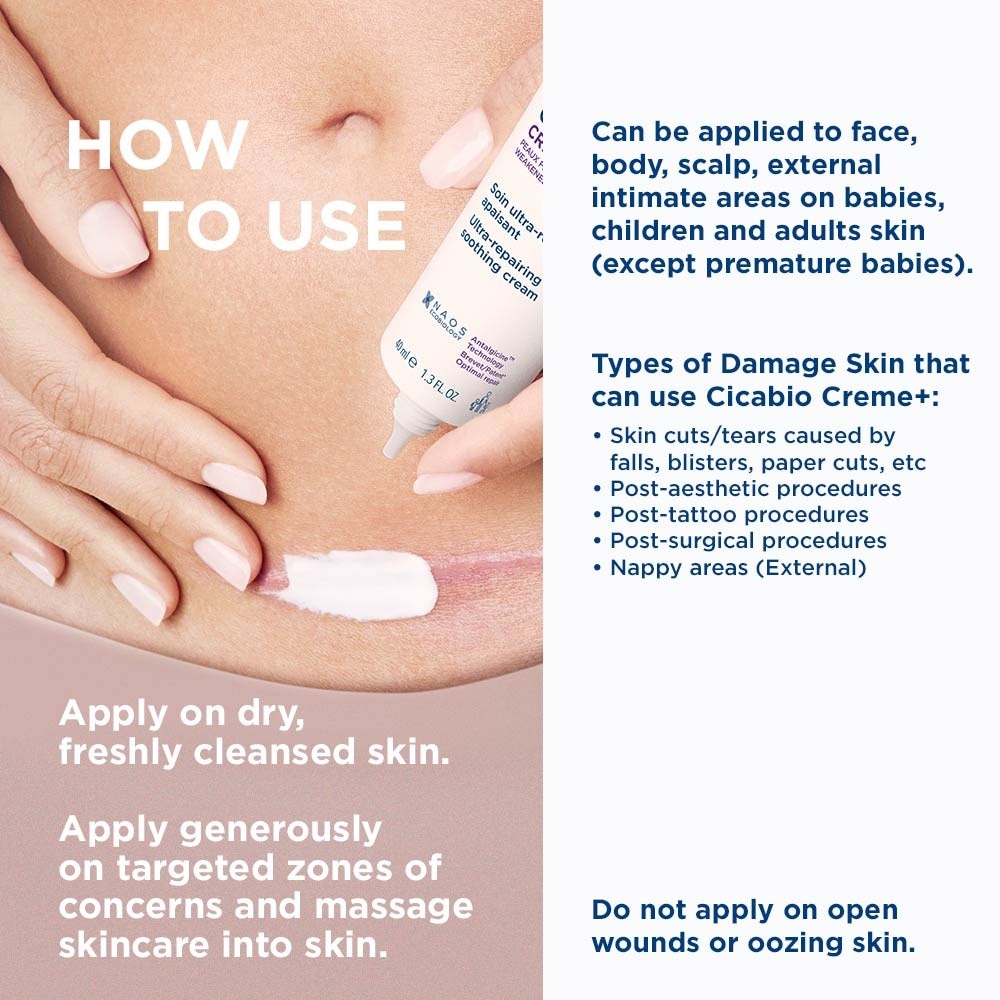 Cicabio Crème+ Anti-itch & Anti-pain Soothing and Skin Repairing Moisturiser (Damaged Skin) 40ml image
