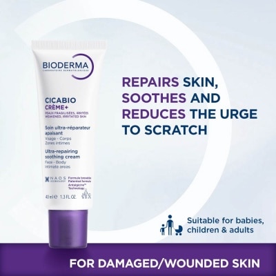 BIODERMA - Cicabio Crème+ Anti-itch & Anti-pain Soothing and Skin Repairing Moisturiser (Damaged Skin) 40ml