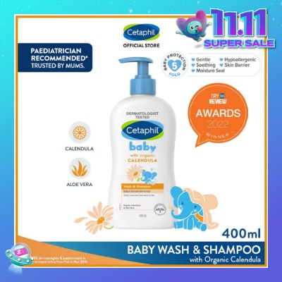 CETAPHIL BABY Wash & Shampoo with Organic Calendula 400ml