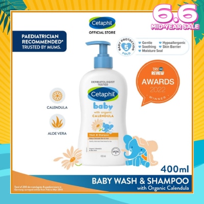 CETAPHIL BABY Wash & Shampoo with Organic Calendula 400ml