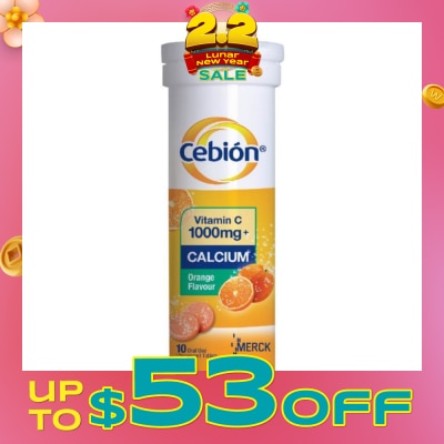 CEBION Vitamin C 1000mg With Calcium Effervescent Orange Flavor 10 Tablets (Expiry: Jul`2026)
