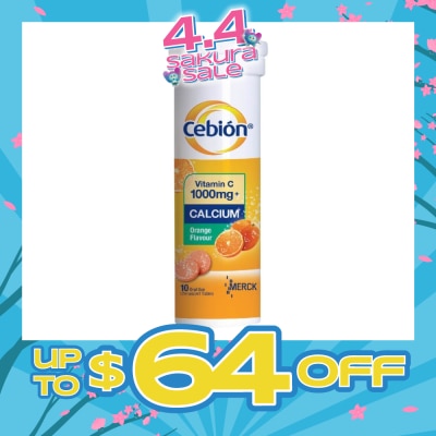 CEBION Vitamin C 1000mg With Calcium Effervescent Orange Flavor 10 Tablets (Expiry: Nov`2026)