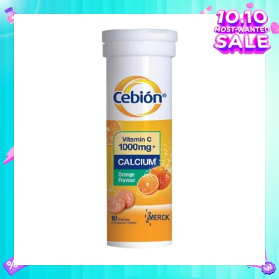 CEBION Vitamin C 1000mg With Calcium Effervescent Orange Flavor 10 Tablets (Expiry: Oct`2025)