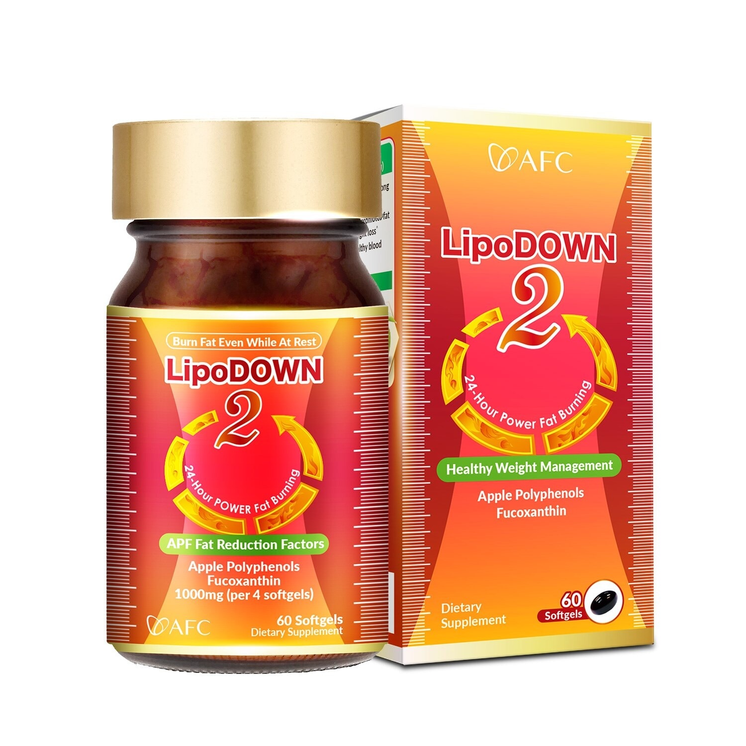 Lipodown2 Dietary Supplement Softgel (For Metabolism Booster & Weight Loss, 24 Hours Fat Burning, 100% Natural) 60s