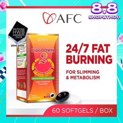 AFC Lipodown2 Dietary Supplement Softgel (For Metabolism Booster & Weight Loss, 24 Hours Fat Burning, 100% Natural) 60s