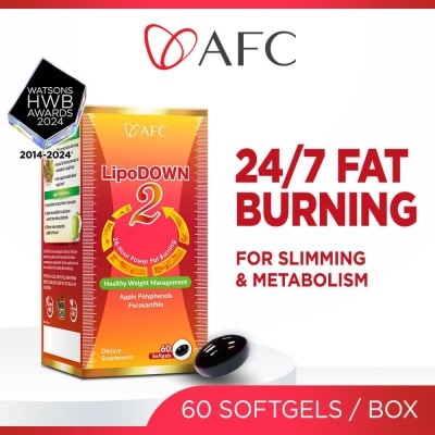 AFC Lipodown2 Dietary Supplement Softgel (For Metabolism Booster & Weight Loss, 24 Hours Fat Burning, 100% Natural) 60s