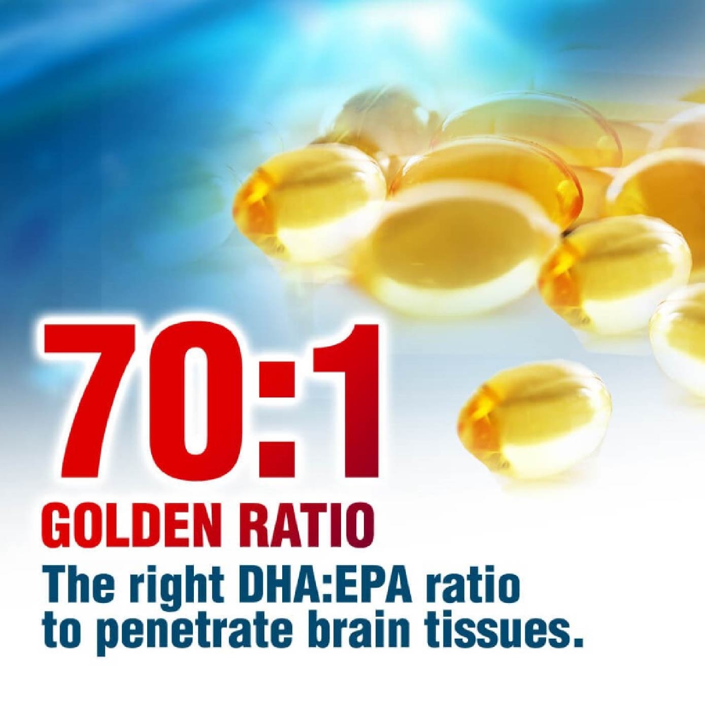 Ultimate DHA70 Omega 3 Fish Oil with DHA EPA (Brain Memory Learning Eye Focus Support) 60s image