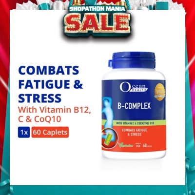 OCEAN HEALTH - B-Complex Capsule (Combats Fatigue & Stress + With Vit B12, Vit C & CoQ10 + Vegetarian) 60s