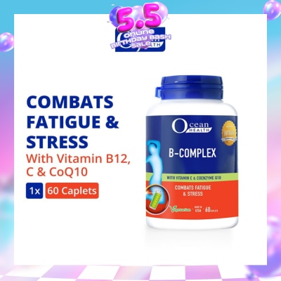 OCEAN HEALTH - B-Complex Capsule (Combats Fatigue & Stress + With Vit B12, Vit C & CoQ10 + Vegetarian) 60s