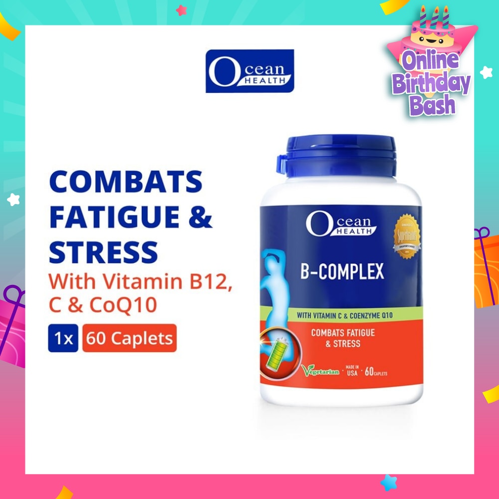 B-Complex Capsule (Combats Fatigue & Stress + With Vit B12, Vit C & CoQ10 + Vegetarian) 60s