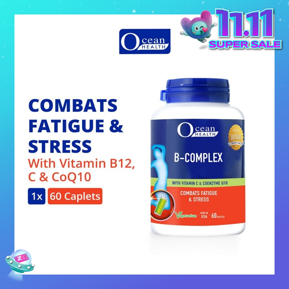 B-Complex Capsule (Combats Fatigue & Stress + With Vit B12, Vit C & CoQ10 + Vegetarian) 60s