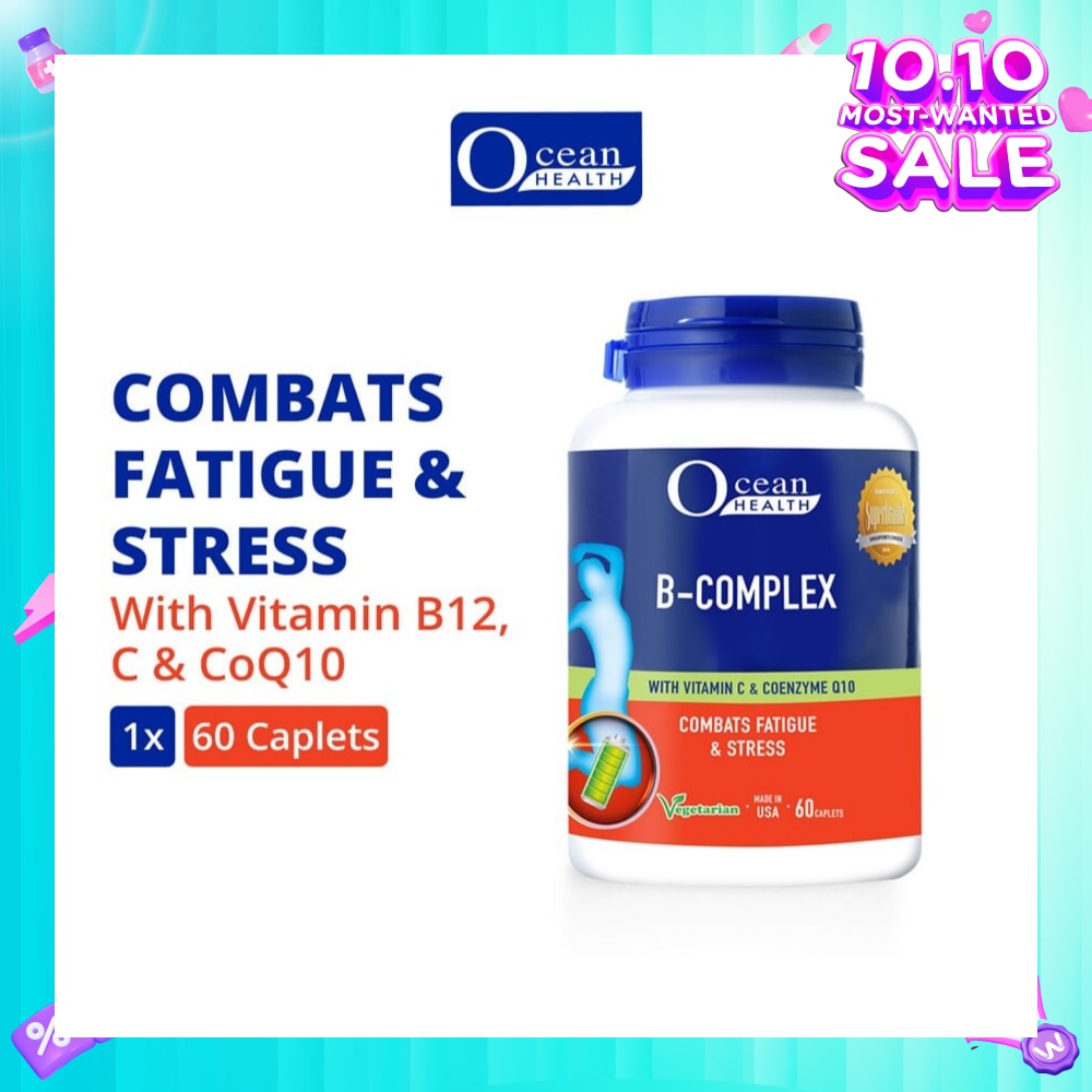 B-Complex Capsule (Combats Fatigue & Stress + With Vit B12, Vit C & CoQ10 + Vegetarian) 60s