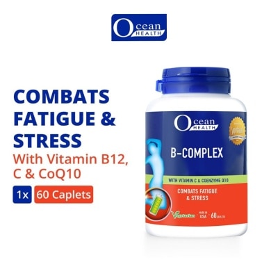 OCEAN HEALTH B-Complex Capsule (Combats Fatigue & Stress + With Vit B12, Vit C & CoQ10 + Vegetarian) 60s