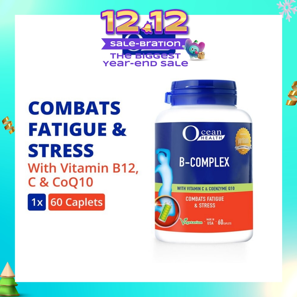 B-Complex Capsule (Combats Fatigue & Stress + With Vit B12, Vit C & CoQ10 + Vegetarian) 60s