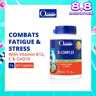 OCEAN HEALTH B-Complex Capsule (Combats Fatigue & Stress + With Vit B12, Vit C & CoQ10 + Vegetarian) 60s