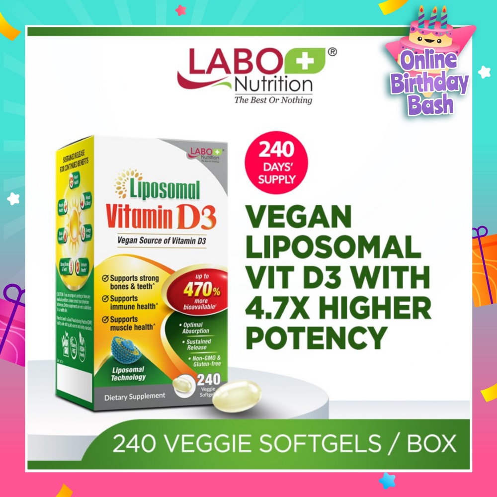Vegan Liposomal Vitamin D3 Softgel (Support Immune & Muscle Health & Strong Bones & Teeth) 240s