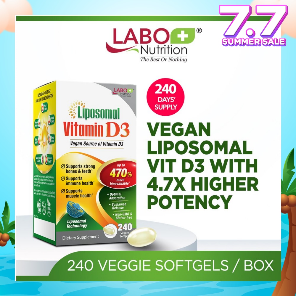 Vegan Liposomal Vitamin D3 Softgel (Support Immune & Muscle Health & Strong Bones & Teeth) 240s