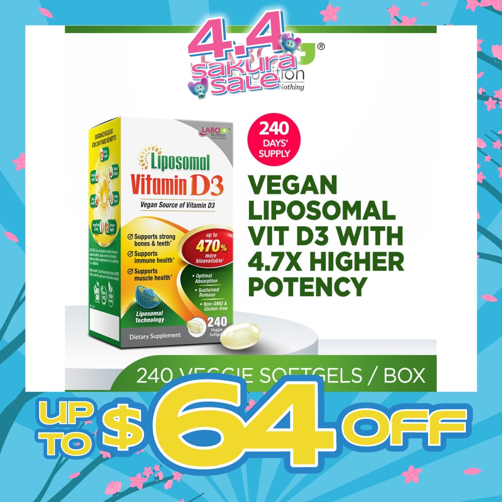 Vegan Liposomal Vitamin D3 Softgel (Support Immune & Muscle Health & Strong Bones & Teeth) 240s