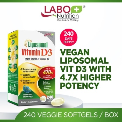 LABO NUTRITION Vegan Liposomal Vitamin D3 Softgel (Support Immune & Muscle Health & Strong Bones & Teeth) 240s